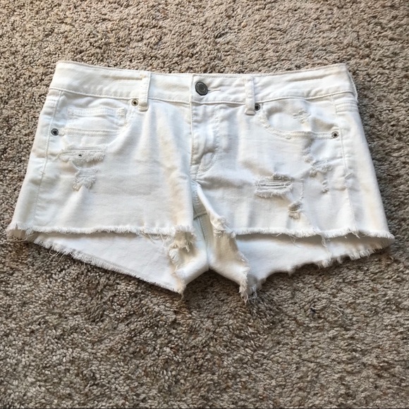 American Eagle Outfitters Pants - AEO | white distressed denim shorts